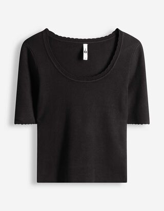 Strickshirt - Viskose-Mix - schwarz