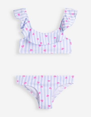 Set aus Bikinitop und Bikinislip - Streifen - Wei&szlig;