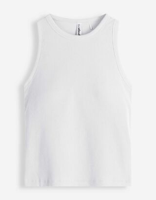 Top - Gerippt - wei&szlig;