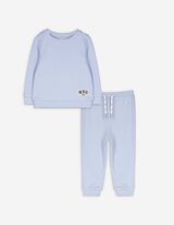 Set bluză de corp cu mânecă lungă și pantaloni - Structură cu nervuri - Albastru deschis