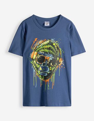T-Shirt - Frontprint - dunkelblau
