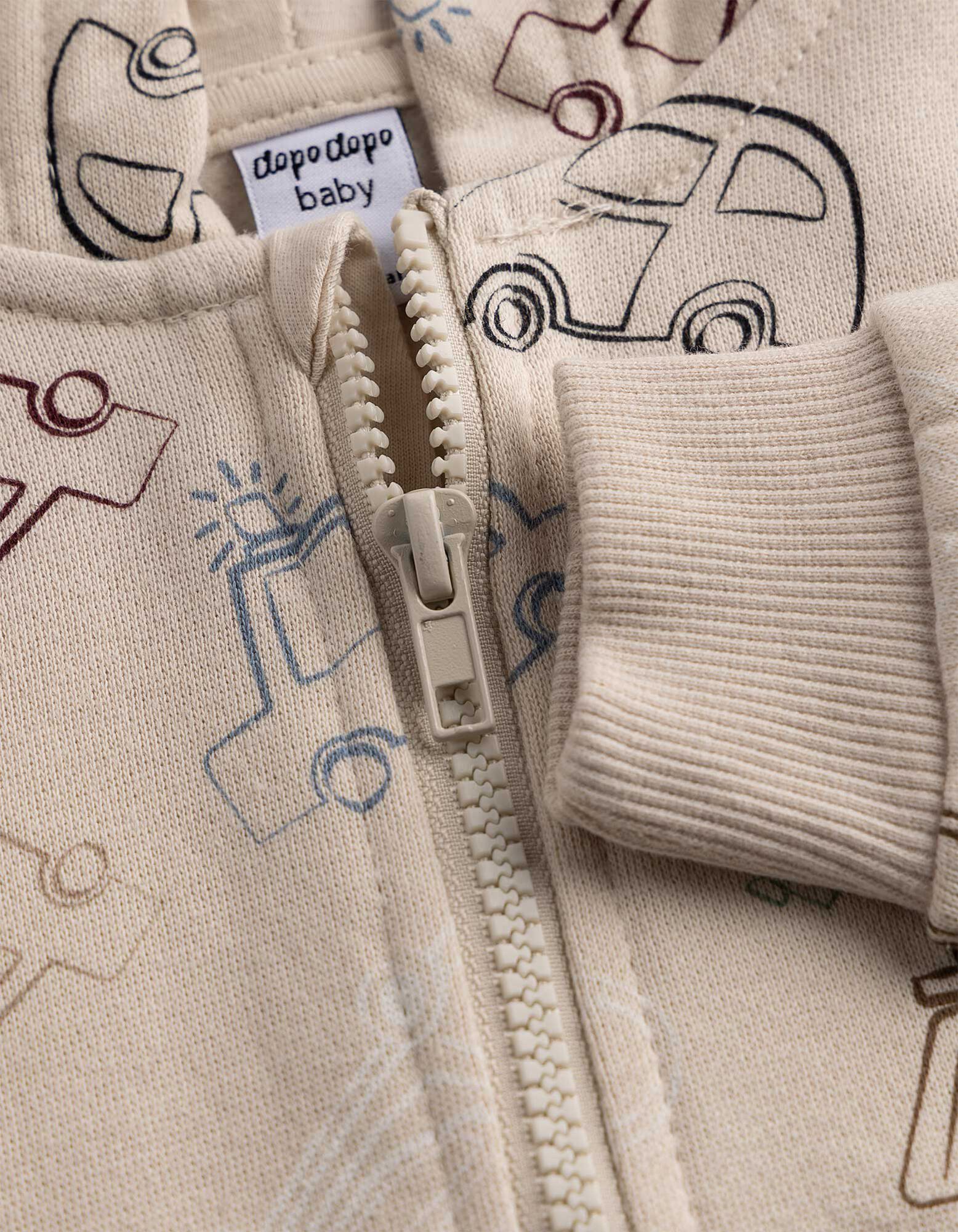 Set aus Sweatshirt und Jogginghose - gemustert - Beige