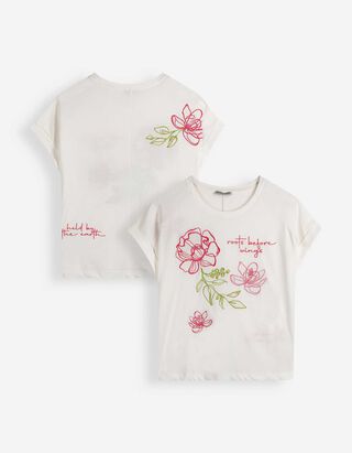 T-Shirt - Stickerei - Off-White