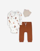 Set aus Body Hose und Lätzchen - Allover-Print - weiß