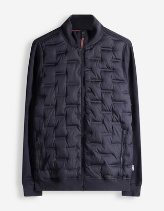 Sweatjacke - Material-Mix - dunkelblau