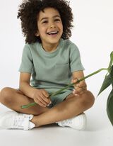 T-shirt - naszyte kieszenie - zielony