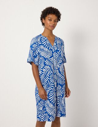 Kleid - Allover-Print - blau