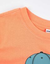T-shirt - nadruk - pomaranczowy