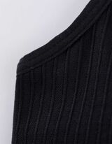 Cropped Top - Gerippt - schwarz