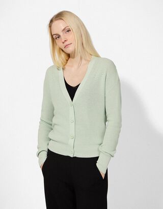 Strickjacke - V-Ausschnitt - t&uuml;rkis