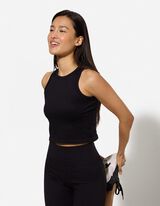 Cropped Top - Nahtlos - Schwarz