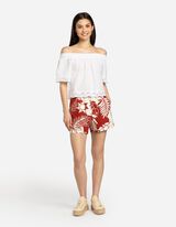 Pantaloncini - Misto lino - rosso scuro