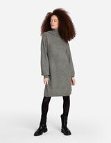 Dzianinowa sukienka - golf - ciemny zielony