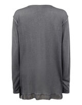 Damen Longcardigan mit Chiffonbesatz