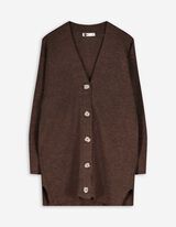 Longcardigan - V-Ausschnitt - dunkelbraun