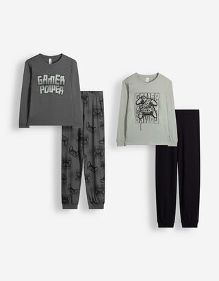 Pyjama Set aus Sweatshirt und Hose - 2er-Pack