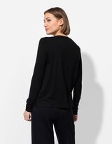 Palaidinė-marškiniai - V formos iškirptė - juodas