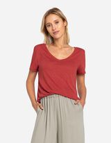 T-shirt - Misto lino - rosso scuro