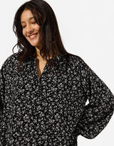 Bluse - Florales Muster - Beige