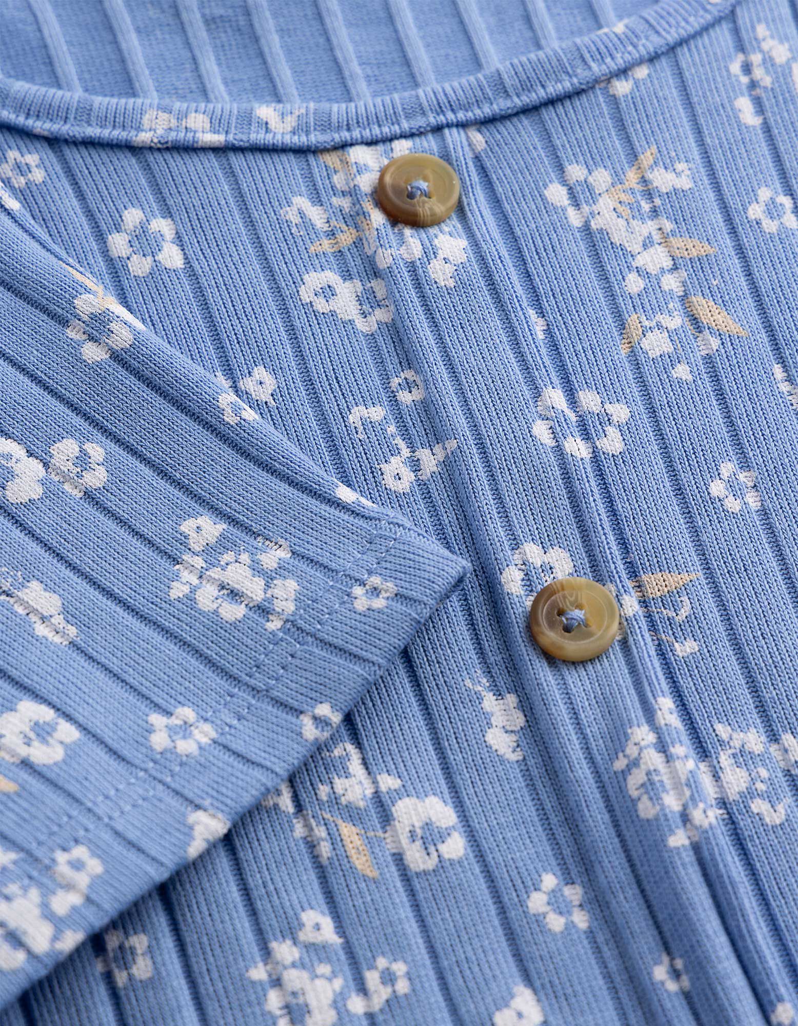 T-shirt - Patte de boutonnage - Bleu