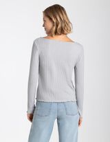 Maglia a manica lunga - Orlo a conchiglia - grigio