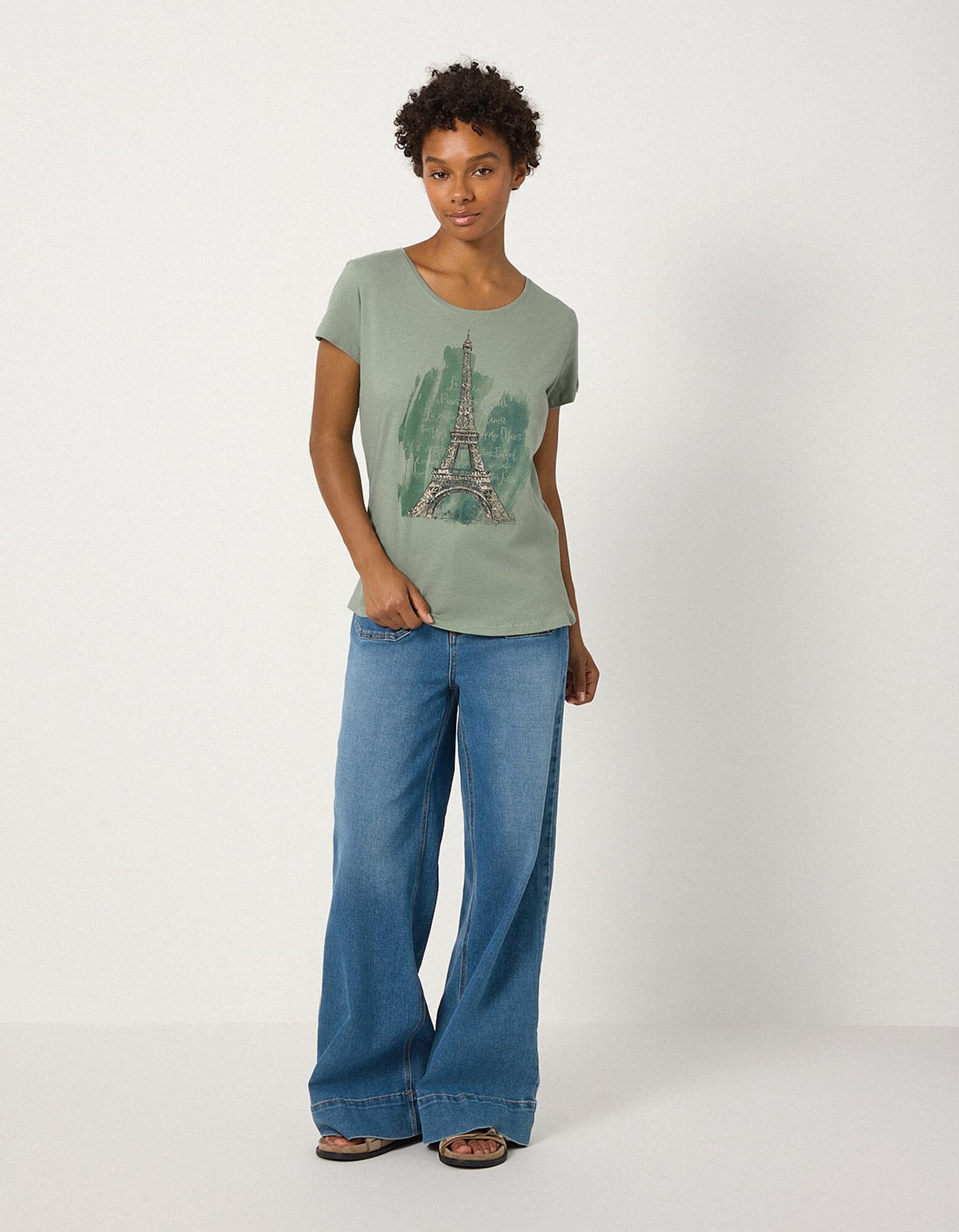 T-Shirt - Glitzerprint - Khaki