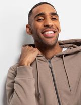 Sweatjacke - Kapuze mit Tunnelzug - hellbraun