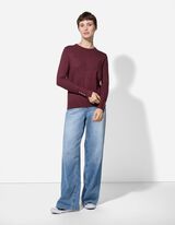 Pletený sveter - Ozdobné gombíky - tmavofialova