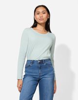 Langarmshirt - Stretchanteil - t&uuml;rkis