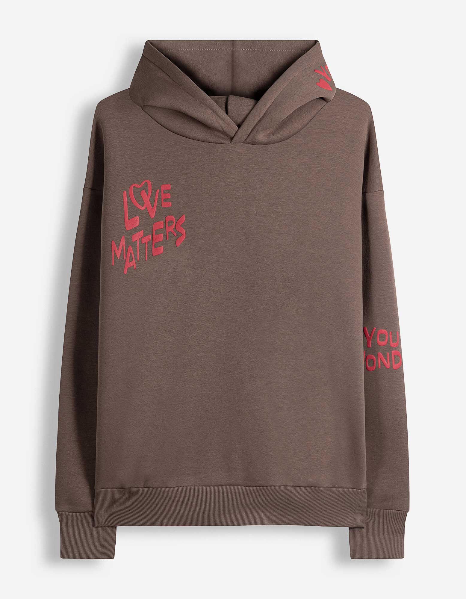 Hoodie - Print - Braun