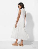 Rochie - aspect încrețit - Alb