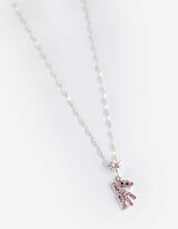 Kette - Strasssteine - silberfarben