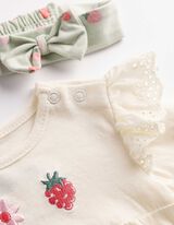 Set aus Langarmshirt und Leggings - Stickereien - wei&szlig;