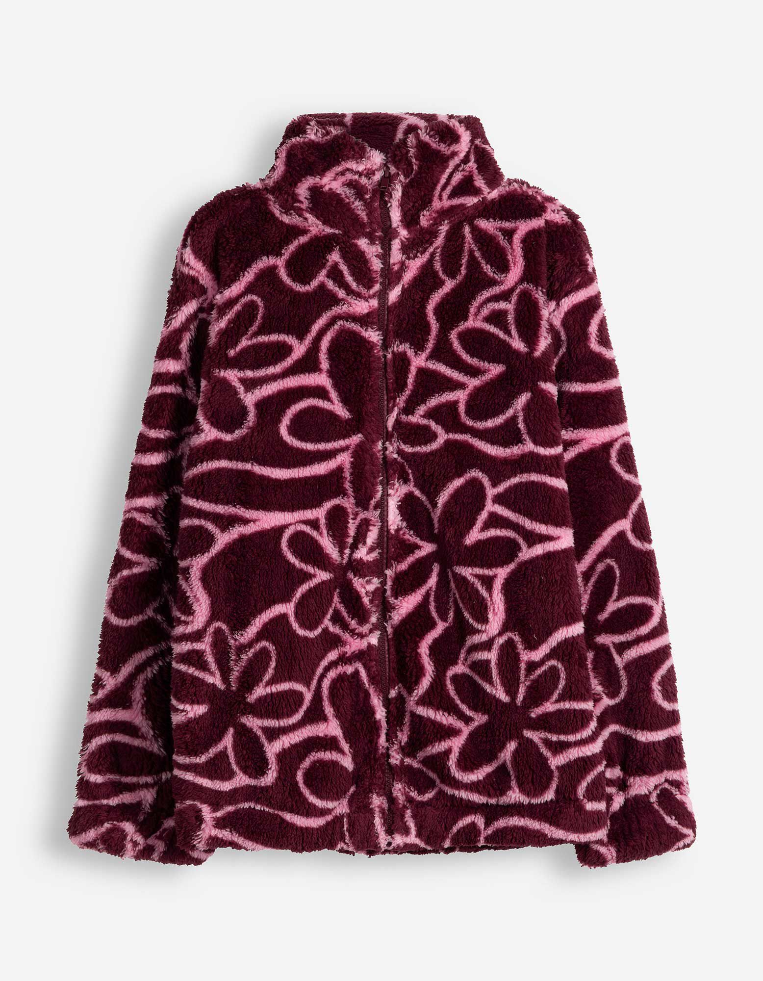 Sweatjacke - Pl&uuml;sch - Beere