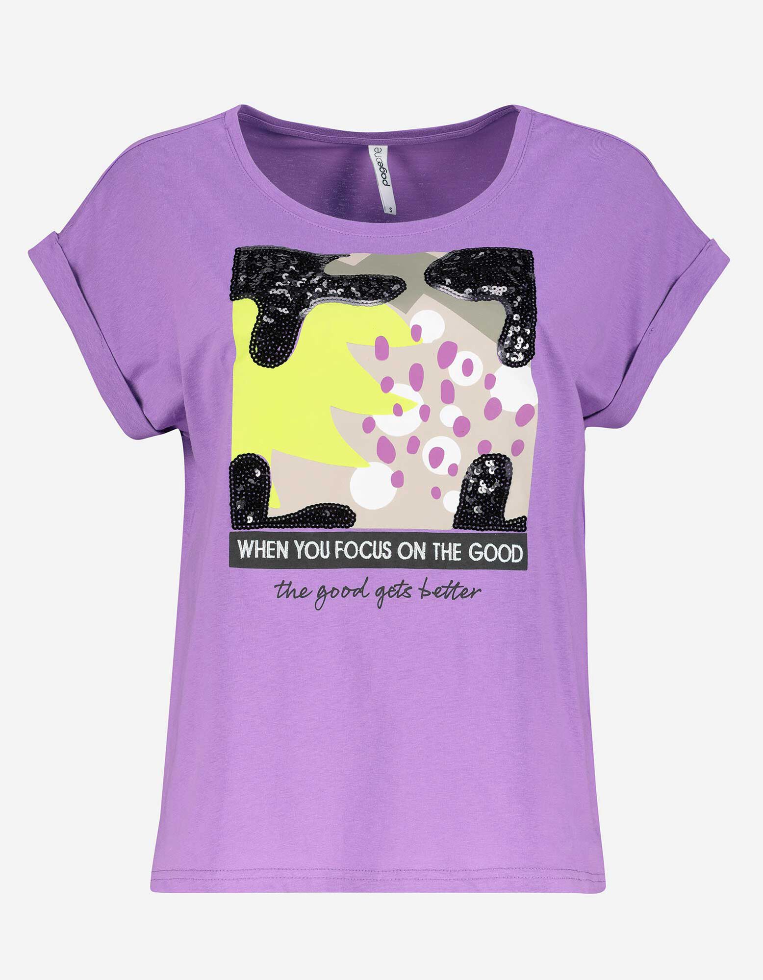 T-shirt - Ornement paillet&eacute; - Lilas