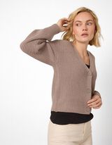 Strickjacke - Knopfleiste - Braun