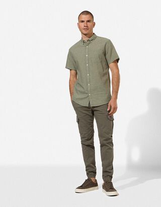 Cargohose - Knopf- und Rei&szlig;verschluss - dunkelgr&uuml;n