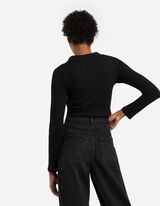 Tričko s dlhým rukávom - Zmes bavlny - cierna