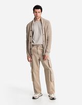 Kardiganas - Šaliko formos apykaklė - smelio spalvos