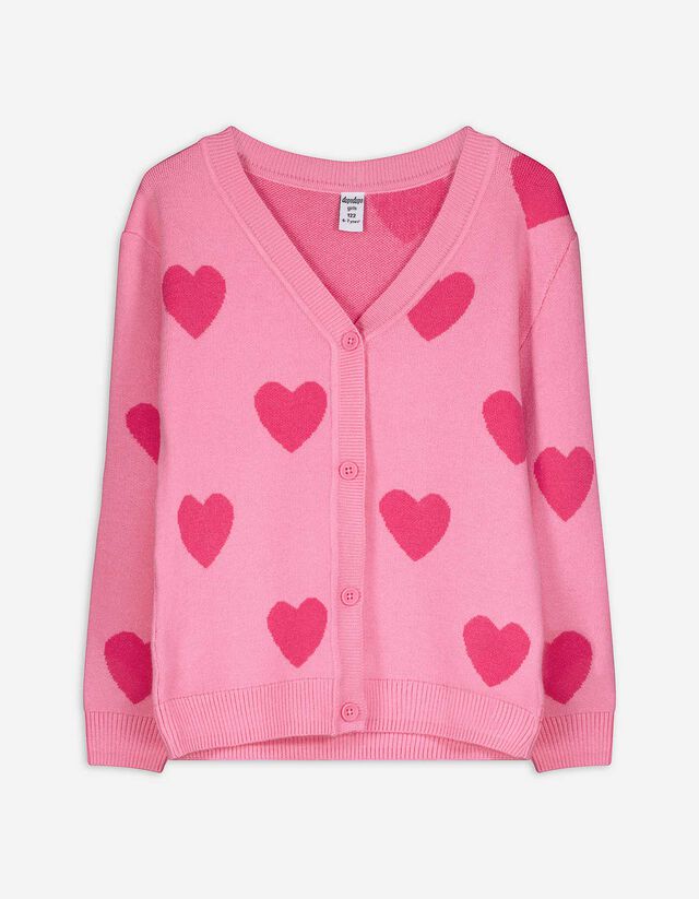 Strickjacke - Allover-Muster - pink