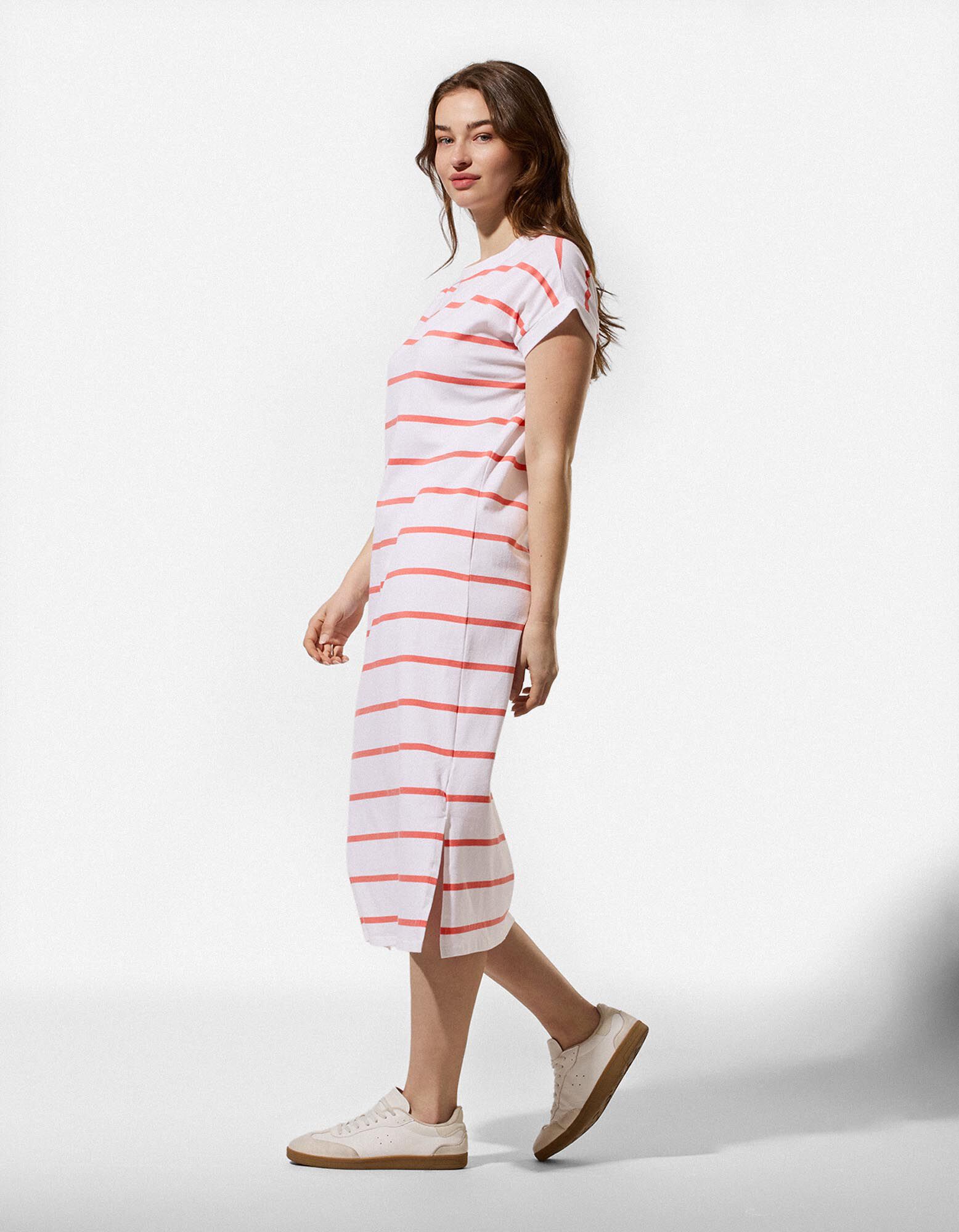 Kleid - Streifen - wei&szlig;