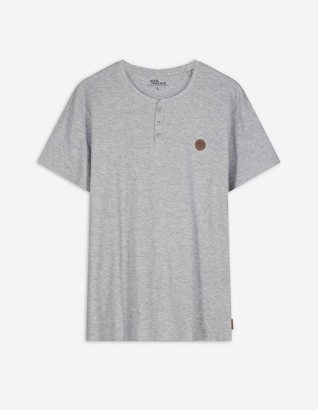 T-Shirt - Knopfleiste - grau