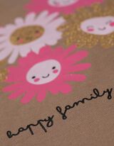 Marškinėliai ilgomis rankovėmis - Blizgus paveikslėlis - smelio spalvos