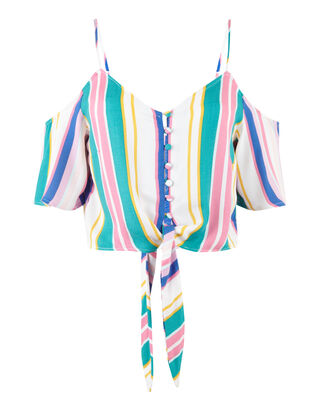 Damen Cold-Shoulder-Bluse mit Streifenmuster