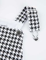 Zestaw koszuli z długim rękawem i sukienki w kratę - pepitka - rozowy