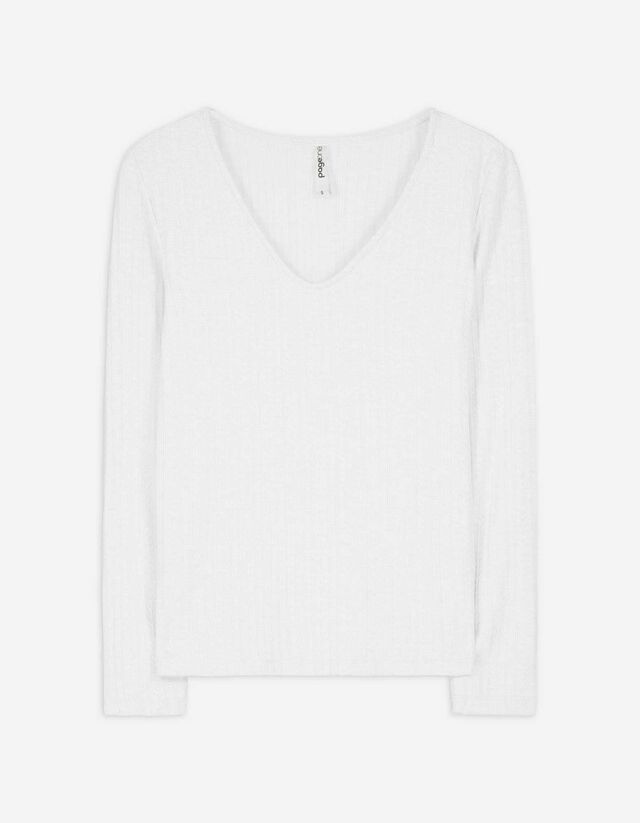 koszulka z długim rękawem - Slim Fit - bialy