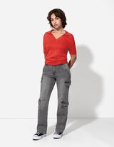 Strickshirt - Viskose-Mix - dunkelrot