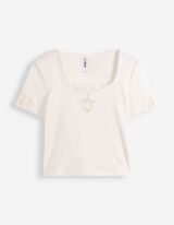 T-shirt - Inserto in pizzo - bianco
