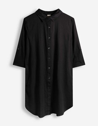 Kleid - Hemdkragen - Schwarz