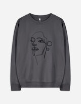 Sweatshirt - Borduursels - donkergrijs